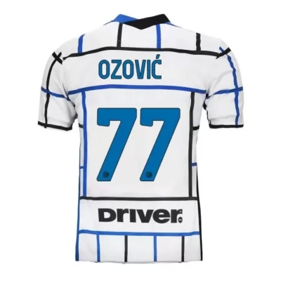 Kinder Fußball Marcelo Brozovic #77 Auswärtstrikot Weiß Blau Trikot 2020/21 Hemd