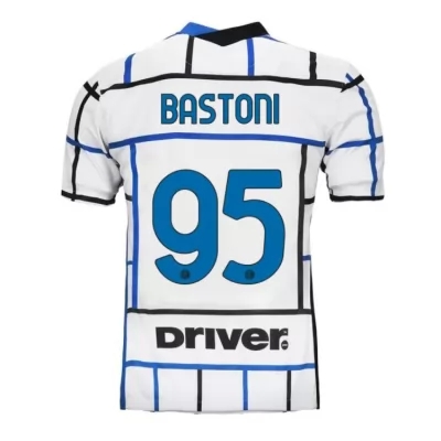 Kinder Fußball Alessandro Bastoni #95 Auswärtstrikot Weiß Blau Trikot 2020/21 Hemd