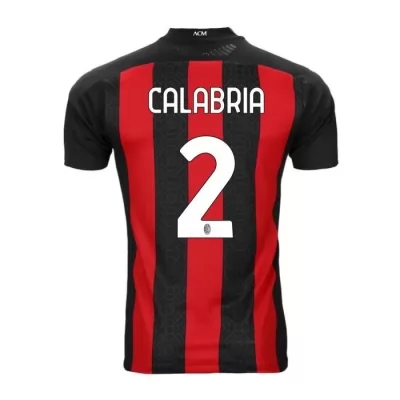 Kinder Fußball Davide Calabria #2 Heimtrikot Rot Schwarz Trikot 2020/21 Hemd