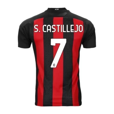 Kinder Fußball Samu Castillejo #7 Heimtrikot Rot Schwarz Trikot 2020/21 Hemd