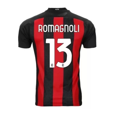 Kinder Fußball Alessio Romagnoli #13 Heimtrikot Rot Schwarz Trikot 2020/21 Hemd