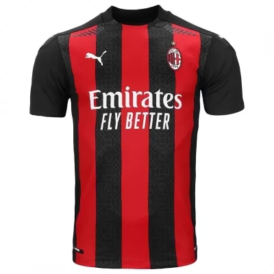 Kinder Fußball Daniel Maldini #27 Heimtrikot Rot Schwarz Trikot 2020/21 Hemd