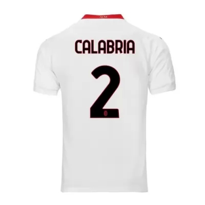 Kinder Fußball Davide Calabria #2 Auswärtstrikot Weiß Trikot 2020/21 Hemd
