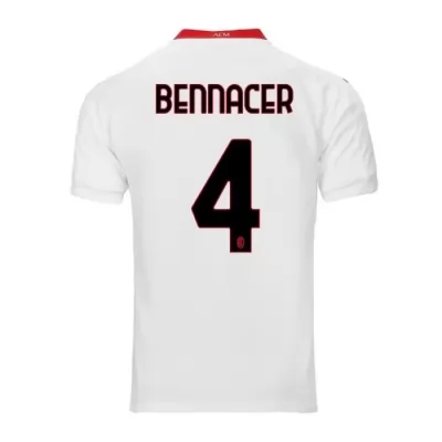 Kinder Fußball Ismael Bennacer #4 Auswärtstrikot Weiß Trikot 2020/21 Hemd