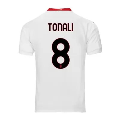 Kinder Fußball Sandro Tonali #8 Auswärtstrikot Weiß Trikot 2020/21 Hemd