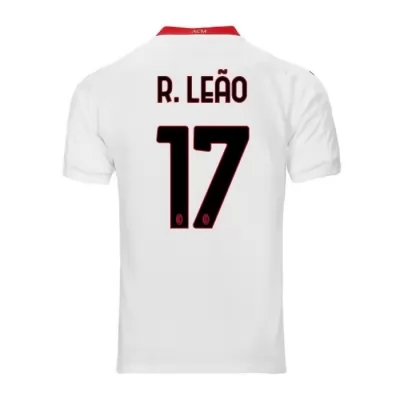 Kinder Fußball Rafael Leao #17 Auswärtstrikot Weiß Trikot 2020/21 Hemd