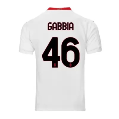 Kinder Fußball Matteo Gabbia #46 Auswärtstrikot Weiß Trikot 2020/21 Hemd