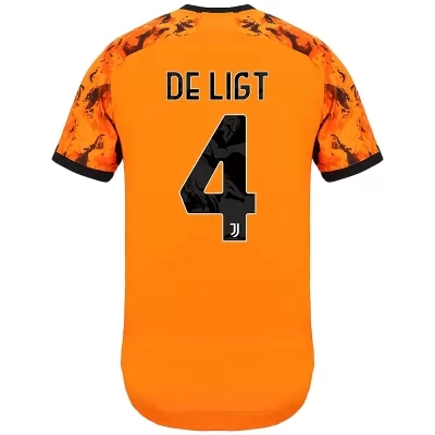 Kinder Fußball Matthijs De Ligt #4 Ausweichtrikot Orange Trikot 2020/21 Hemd