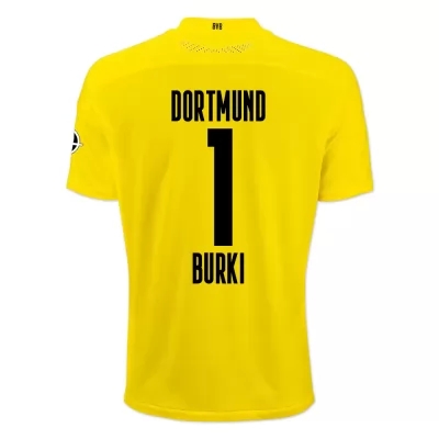 Kinder Fußball Roman Burki #1 Heimtrikot Gelb Schwarz Trikot 2020/21 Hemd