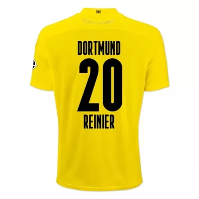 Kinder Fußball Reinier #20 Heimtrikot Gelb Schwarz Trikot 2020/21 Hemd