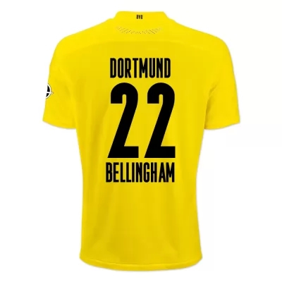 Kinder Fußball Jude Bellingham #22 Heimtrikot Gelb Schwarz Trikot 2020/21 Hemd