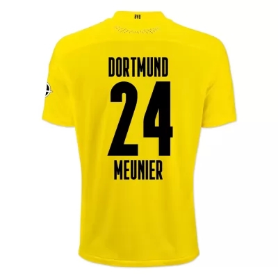 Kinder Fußball Thomas Meunier #24 Heimtrikot Gelb Schwarz Trikot 2020/21 Hemd