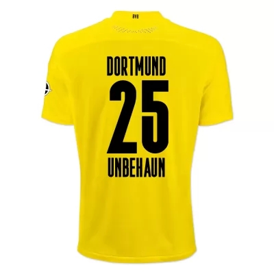 Kinder Fußball Luca Unbehaun #25 Heimtrikot Gelb Schwarz Trikot 2020/21 Hemd
