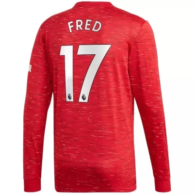 Kinder Fußball Fred #17 Heimtrikot Rot Long Sleeve Trikot 2020/21 Hemd