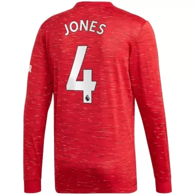 Kinder Fußball Phil Jones #4 Heimtrikot Rot Long Sleeve Trikot 2020/21 Hemd