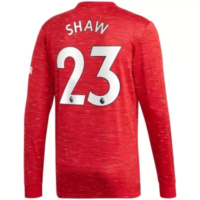 Kinder Fußball Luke Shaw #23 Heimtrikot Rot Long Sleeve Trikot 2020/21 Hemd