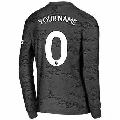 Kinder Fußball Dein Name #0 Auswärtstrikot Schwarz Long Sleeve Trikot 2020/21 Hemd