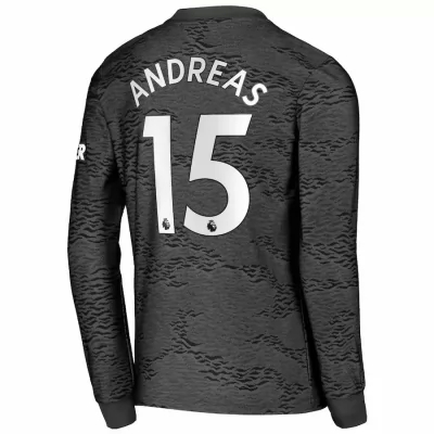 Kinder Fußball Andreas Pereira #15 Auswärtstrikot Schwarz Long Sleeve Trikot 2020/21 Hemd