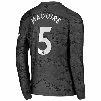 Kinder Fußball Harry Maguire #5 Auswärtstrikot Schwarz Long Sleeve Trikot 2020/21 Hemd