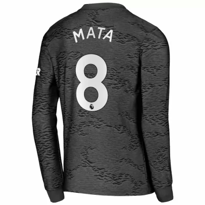 Kinder Fußball Juan Mata #8 Auswärtstrikot Schwarz Long Sleeve Trikot 2020/21 Hemd