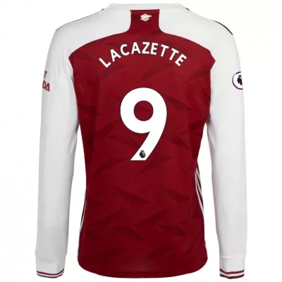 Kinder Fußball Alexandre Lacazette #9 Heimtrikot Weiß Rot Long Sleeved Shirt 2020/21 Hemd