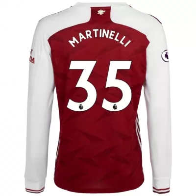 Kinder Fußball Gabriel Martinelli #35 Heimtrikot Weiß Rot Long Sleeved Shirt 2020/21 Hemd