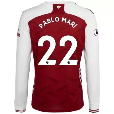 Kinder Fußball Pablo Mari #22 Heimtrikot Weiß Rot Long Sleeved Shirt 2020/21 Hemd