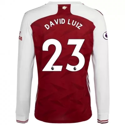 Kinder Fußball David Luiz #23 Heimtrikot Weiß Rot Long Sleeved Shirt 2020/21 Hemd