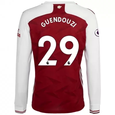 Kinder Fußball Matteo Guendouzi #29 Heimtrikot Weiß Rot Long Sleeved Shirt 2020/21 Hemd