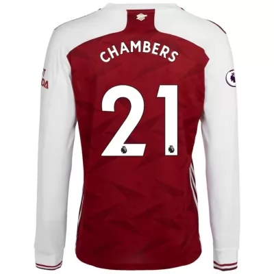 Kinder Fußball Calum Chambers #21 Heimtrikot Weiß Rot Long Sleeved Shirt 2020/21 Hemd