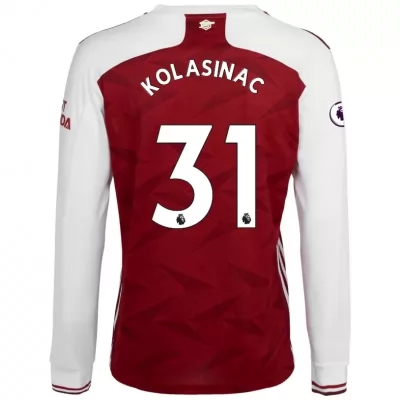 Kinder Fußball Sead Kolasinac #31 Heimtrikot Weiß Rot Long Sleeved Shirt 2020/21 Hemd