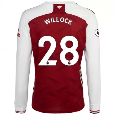 Kinder Fußball Joe Willock #28 Heimtrikot Weiß Rot Long Sleeved Shirt 2020/21 Hemd