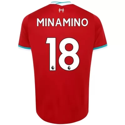 Kinder Fußball Takumi Minamino #18 Heimtrikot Rot Trikot 2020/21 Hemd