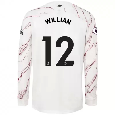 Kinder Fußball Willian #12 Auswärtstrikot Weiß Long Sleeved Shirt 2020/21 Hemd