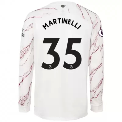 Kinder Fußball Gabriel Martinelli #35 Auswärtstrikot Weiß Long Sleeved Shirt 2020/21 Hemd