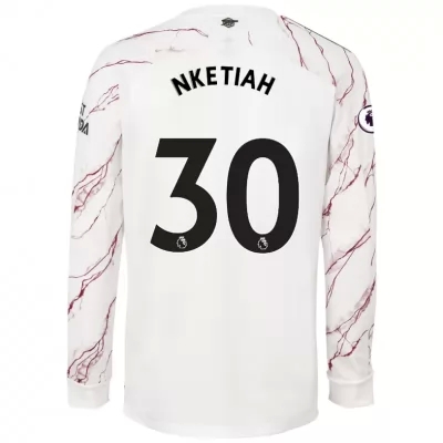 Kinder Fußball Eddie Nketiah #30 Auswärtstrikot Weiß Long Sleeved Shirt 2020/21 Hemd