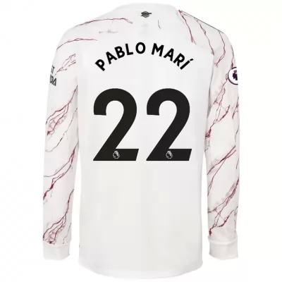Kinder Fußball Pablo Mari #22 Auswärtstrikot Weiß Long Sleeved Shirt 2020/21 Hemd