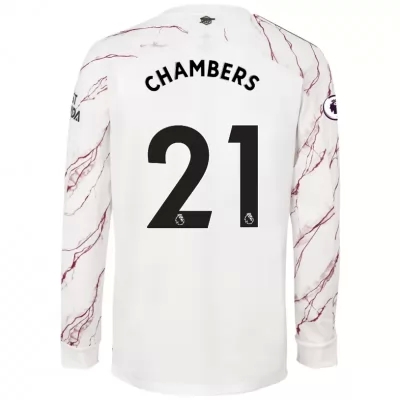 Kinder Fußball Calum Chambers #21 Auswärtstrikot Weiß Long Sleeved Shirt 2020/21 Hemd
