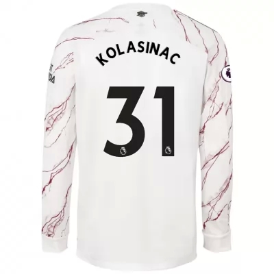 Kinder Fußball Sead Kolasinac #31 Auswärtstrikot Weiß Long Sleeved Shirt 2020/21 Hemd
