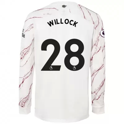Kinder Fußball Joe Willock #28 Auswärtstrikot Weiß Long Sleeved Shirt 2020/21 Hemd