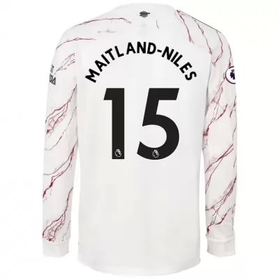 Kinder Fußball Ainsley Maitland-niles #15 Auswärtstrikot Weiß Long Sleeved Shirt 2020/21 Hemd