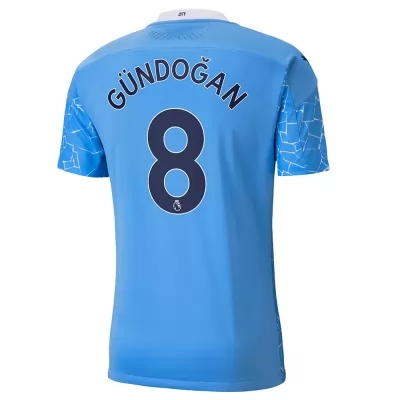 Kinder Fußball Ilkay Gundogan #8 Heimtrikot Blau Trikot 2020/21 Hemd