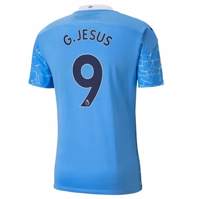 Kinder Fußball Gabriel Jesus #9 Heimtrikot Blau Trikot 2020/21 Hemd