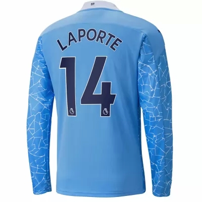Kinder Fußball Aymeric Laporte #14 Heimtrikot Blau Long Sleeved Shirt 2020/21 Hemd