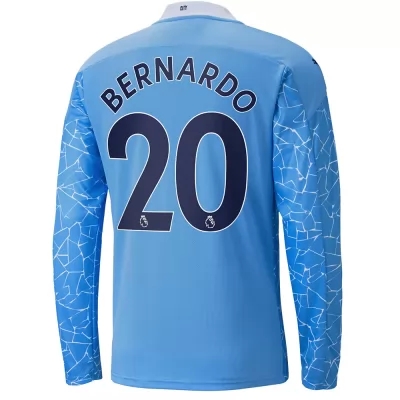 Kinder Fußball Bernardo Silva #20 Heimtrikot Blau Long Sleeved Shirt 2020/21 Hemd