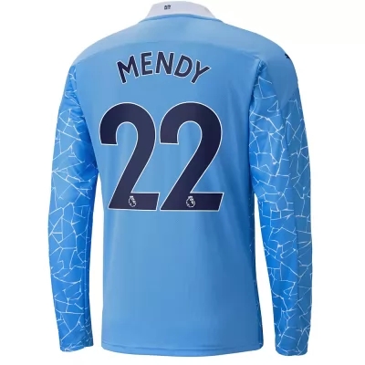 Kinder Fußball Benjamin Mendy #22 Heimtrikot Blau Long Sleeved Shirt 2020/21 Hemd