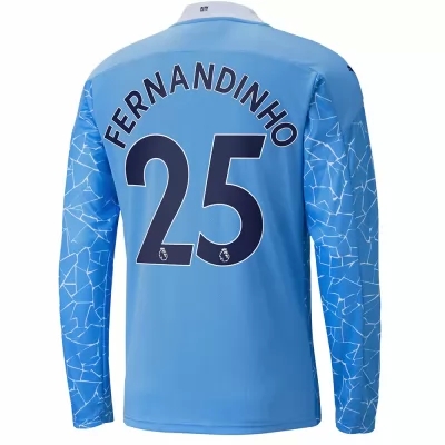 Kinder Fußball Fernandinho #25 Heimtrikot Blau Long Sleeved Shirt 2020/21 Hemd