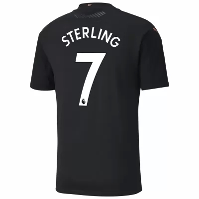 Kinder Fußball Raheem Sterling #7 Auswärtstrikot Schwarz Trikot 2020/21 Hemd