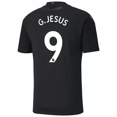 Kinder Fußball Gabriel Jesus #9 Auswärtstrikot Schwarz Trikot 2020/21 Hemd