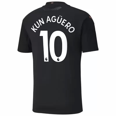 Kinder Fußball Sergio Aguero #10 Auswärtstrikot Schwarz Trikot 2020/21 Hemd
